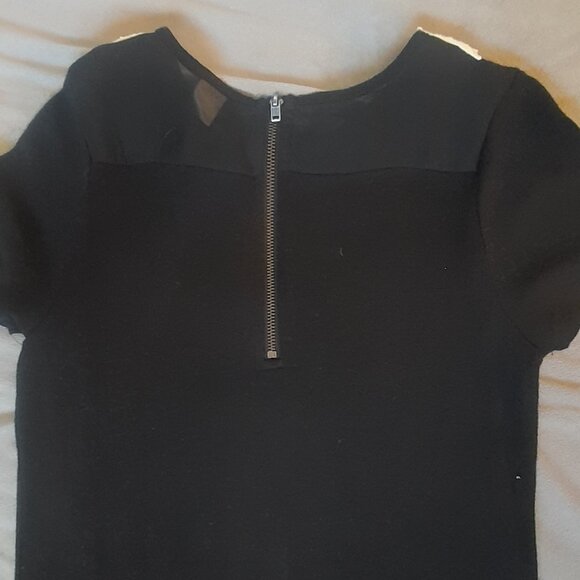 H&M Black Short Dress Lace Collar, Wednesday, Gothic Size 6 Medium, LBD - Picture 4 of 6